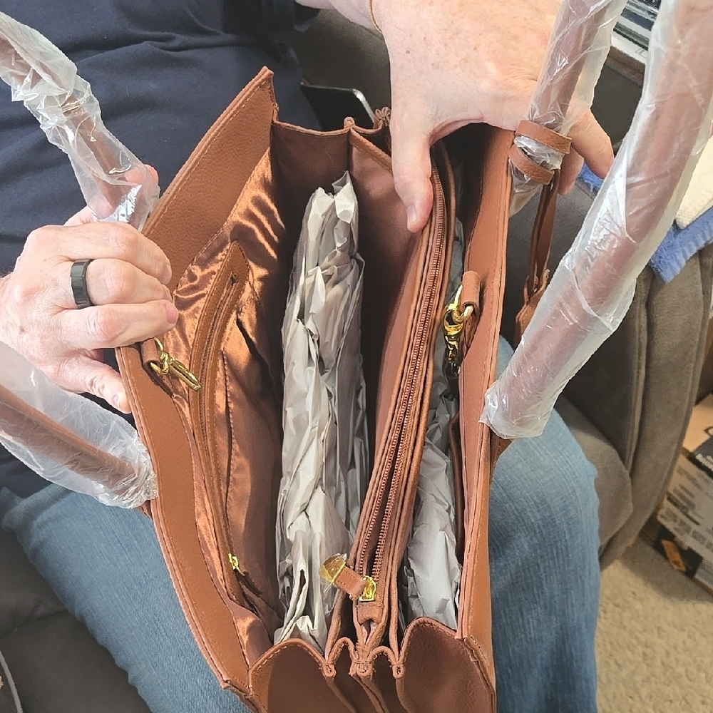 Joy & Iman Brown Leather Tote Bag - Picture 8 of 16